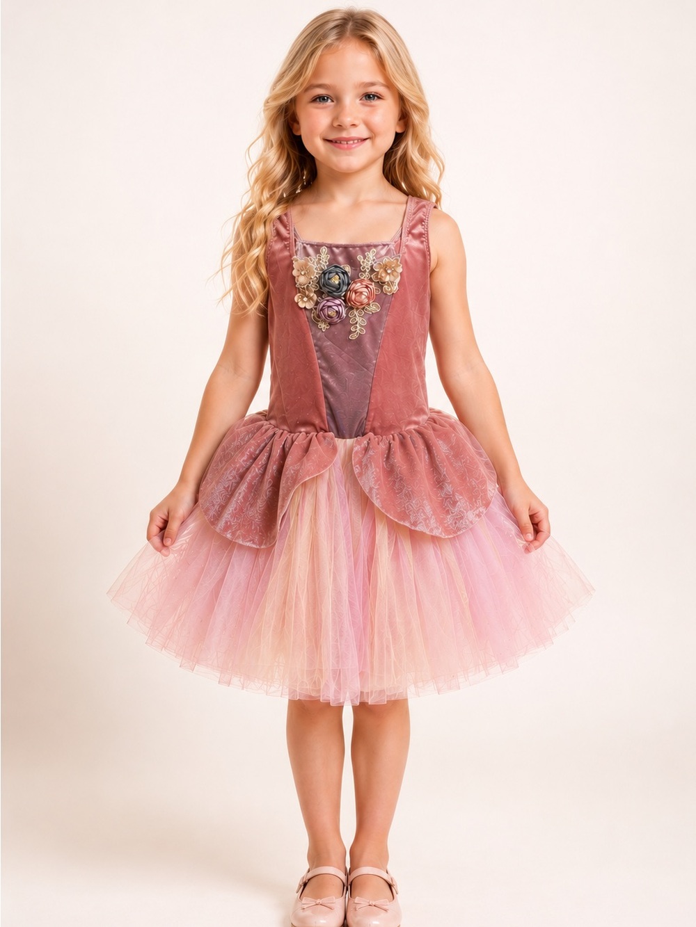 Revolution Pink Velvet Floral Tulle Princess Dress